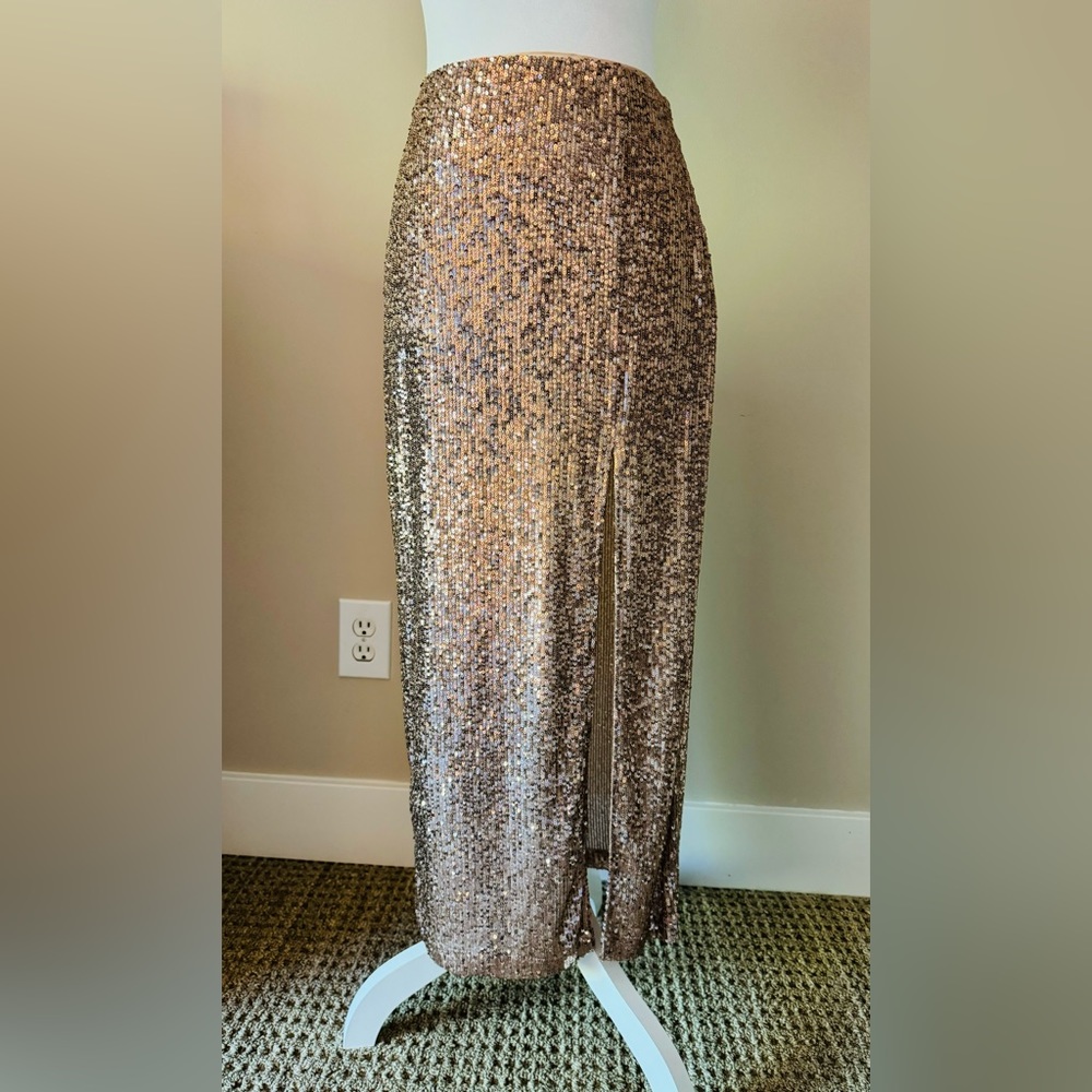 Free People Shimmering Gold Maxi Skirt